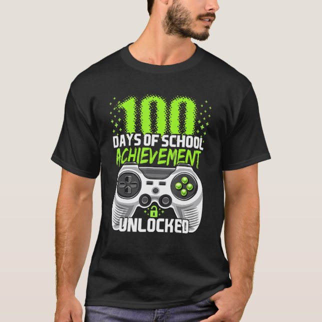 100 Days Of School Achievement Unlocked Video Game T-Shirt (Vorderseite)