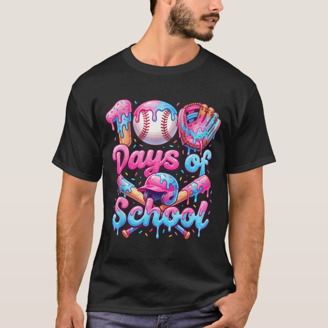 100 Days Of School Baseball Boys Kids _1  T-Shirt (Vorderseite)