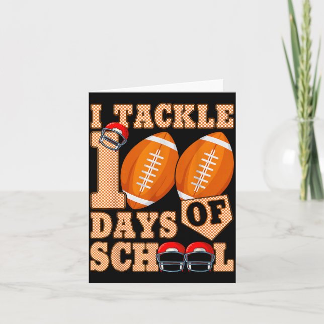 100 Days Of School Boys 100th Day Of School Footba Karte (Vorderseite)