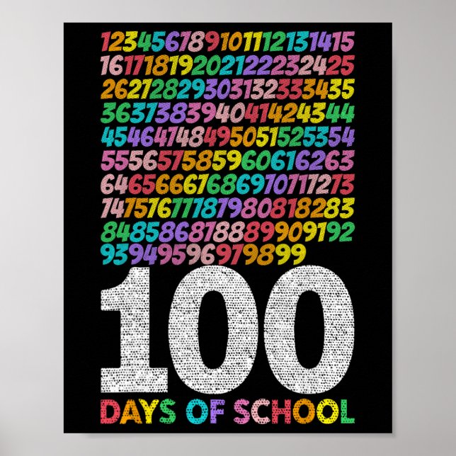 100 Days Of School Boys Girls Kids Math Teacher Ki Poster (Vorne)