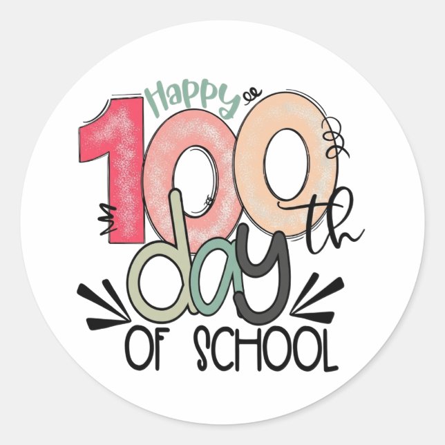 100 days of school celebration  runder aufkleber (Vorderseite)