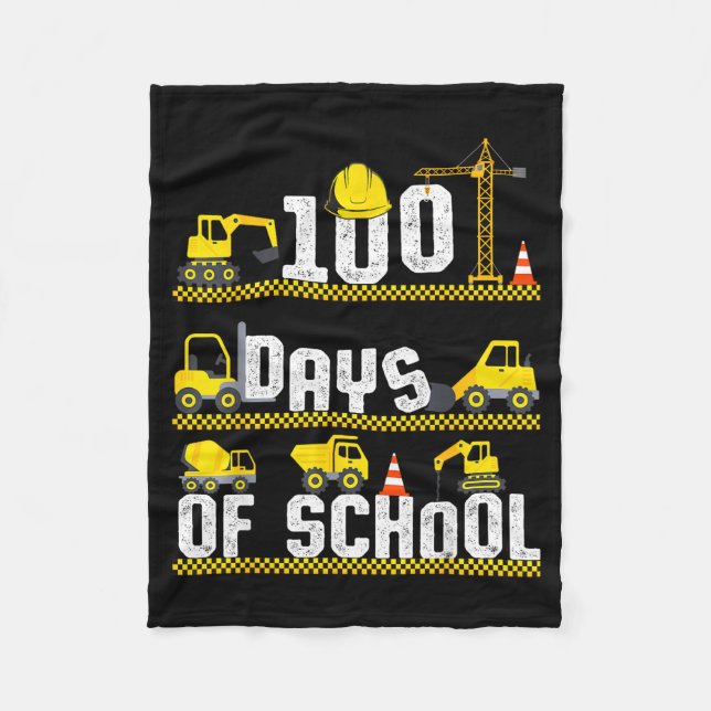 100 Days Of School Construction Truck 100th Day Bo Fleecedecke (Vorderseite)