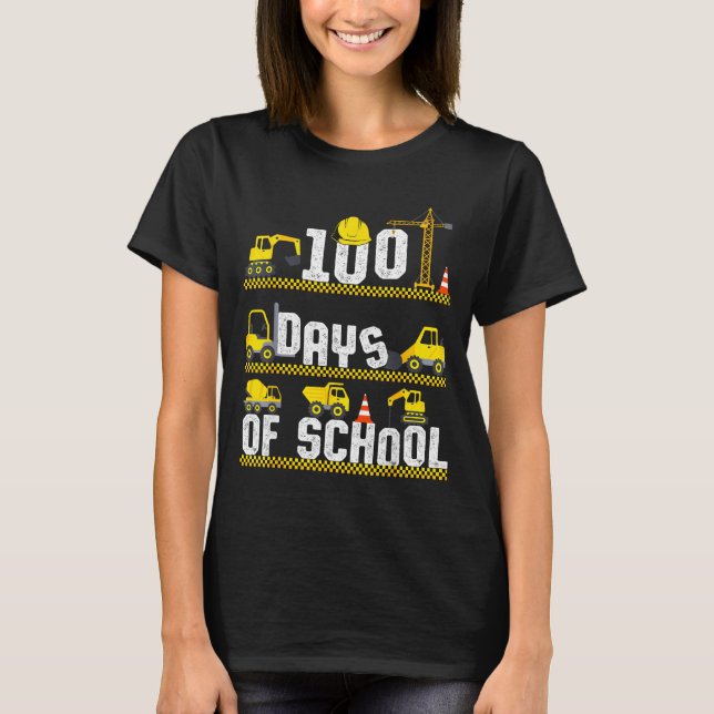 100 Days Of School Construction Truck 100th Day Bo T-Shirt (Vorderseite)