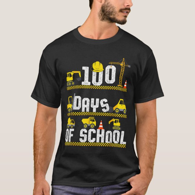 100 Days Of School Construction Truck 100th Day Bo T-Shirt (Vorderseite)