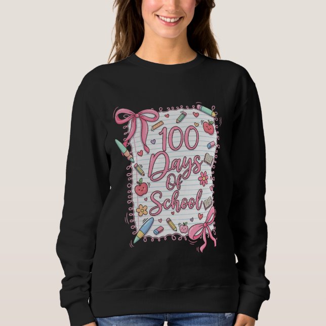 100 Days of School Coquette Bow for Girls 100th Da Sweatshirt (Vorderseite)