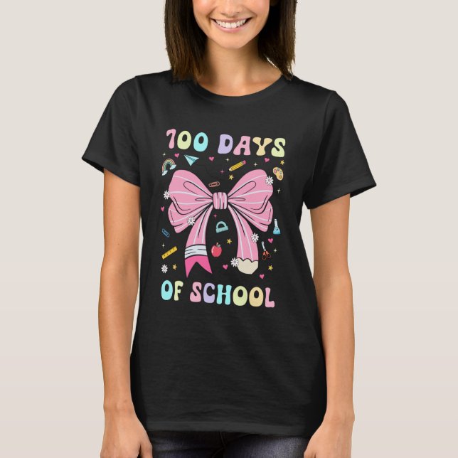 100 Days of School Coquette Pink Bow Pencil Girls  T-Shirt (Vorderseite)