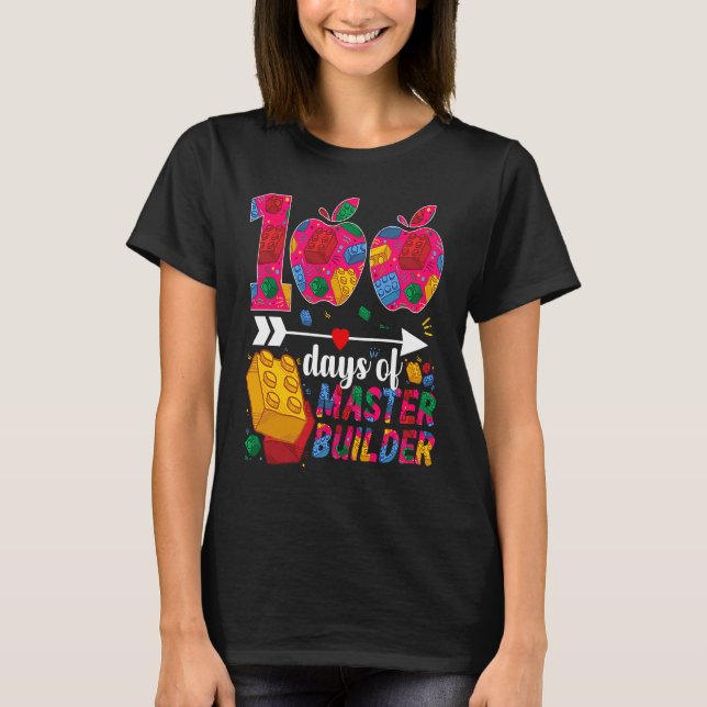 100 Days of School Cute Toy Build Bricks Teacher S T-Shirt (Vorderseite)