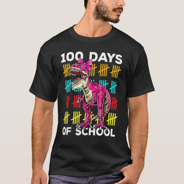 100 Days Of School Dinosaur Rex Dino Kids Boys 100 T-Shirt (Vorderseite)