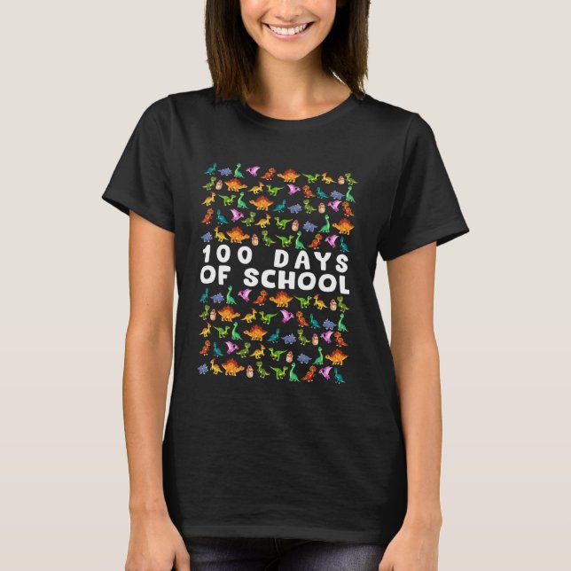100 Days of School Dinosaurs 100th Day of School B T-Shirt (Vorderseite)