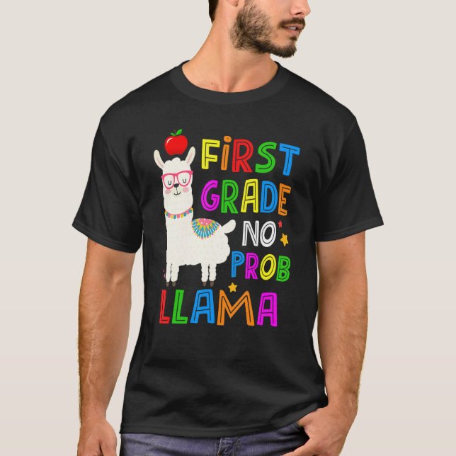 100 Days of School First Grade No Probllama Llama  T-Shirt (Vorderseite)