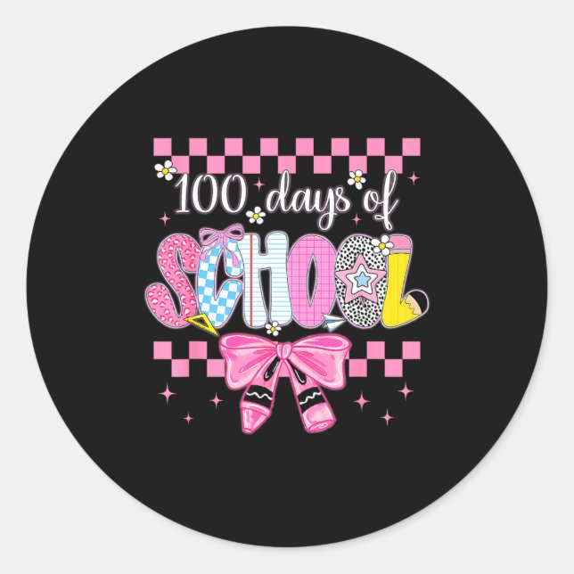 100 Days Of School Fun Milestone Clroom Kids  Runder Aufkleber (Vorderseite)