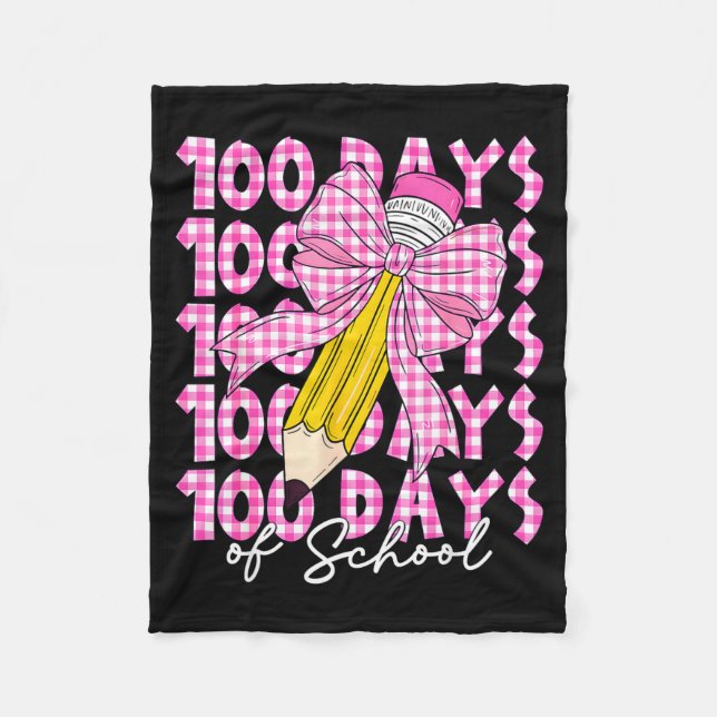 100 Days Of School Girls Coquette Bow 100th Day Of Fleecedecke (Vorderseite)