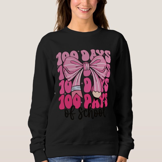 100 Days of School Girls Coquette Bow 100th Day of Sweatshirt (Vorderseite)