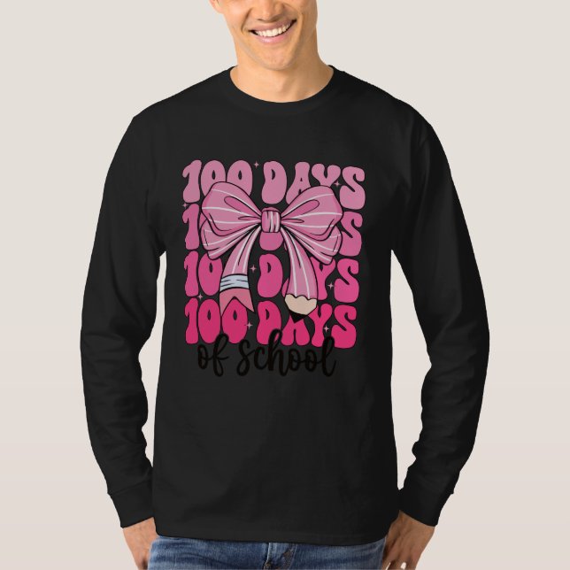 100 Days of School Girls Coquette Bow 100th Day of T-Shirt (Vorderseite)