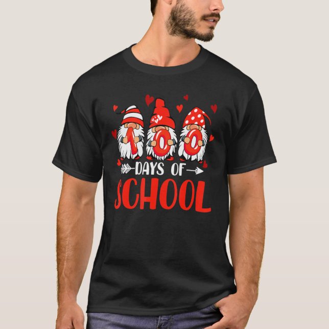100 Days Of School Gnomes Virtual Learning Teacher T-Shirt (Vorderseite)