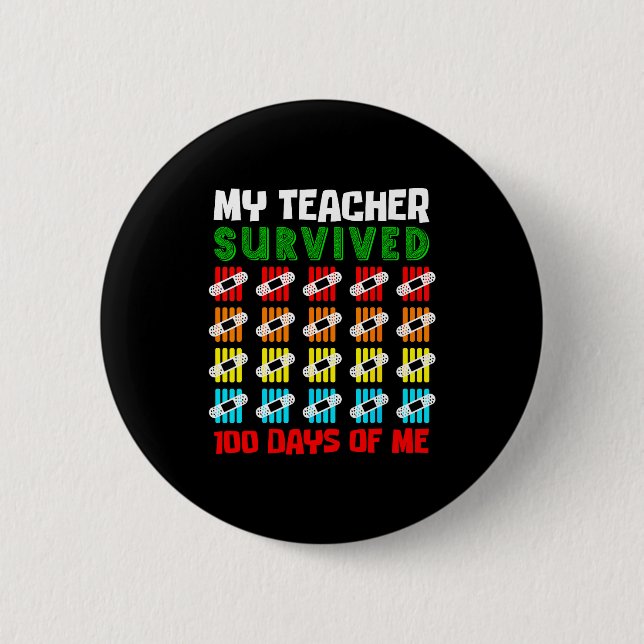 100 Days Of School Kids 100th Day Of School Costum Button (Vorderseite)