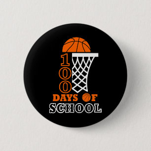 100 Days of School Kids Basketball 100th day Button