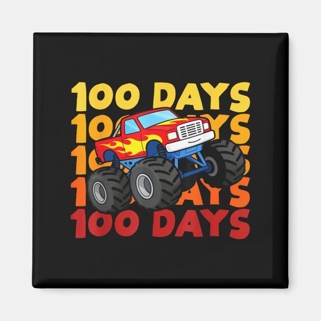 100 Days Of School Kids Monster Truck Boys And Gir Magnet (Vorne)