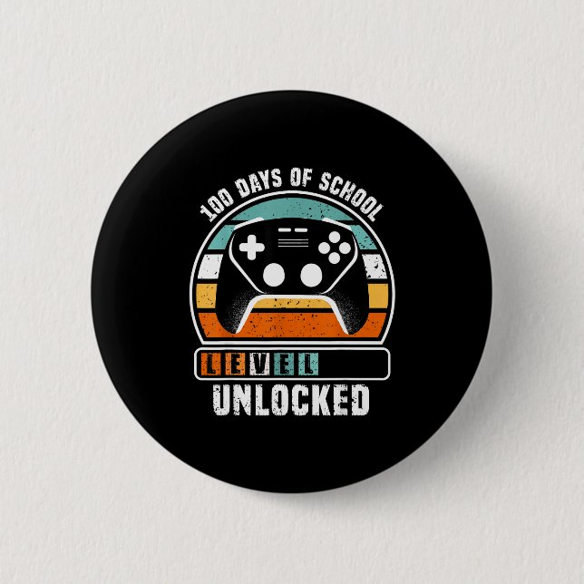 100 Days Of School Level Unlocked Funny Gamers Boy Button (Vorderseite)