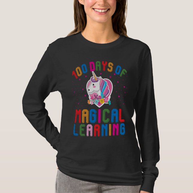 100 Days Of School Magical Learning Teacher Studen T-Shirt (Vorderseite)