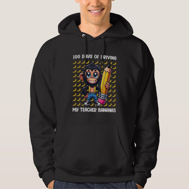 100 Days of School Monkey 100th Day of School Boys Hoodie (Vorderseite)