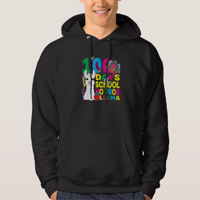 100 Days Of School No Prob llama Llama Teacher And Hoodie (Vorderseite)