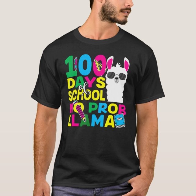 100 Days Of School No Prob Llama Llama Teacher And T-Shirt (Vorderseite)