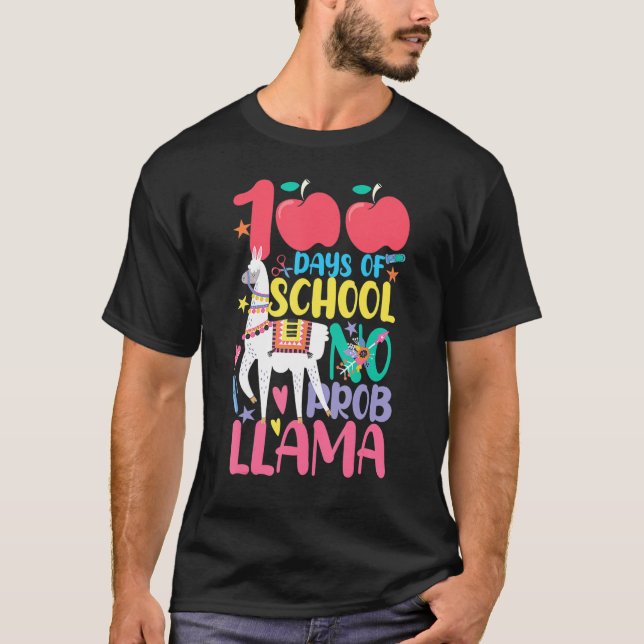 100 Days Of School No Problama Llama 100th Day T-Shirt (Vorderseite)