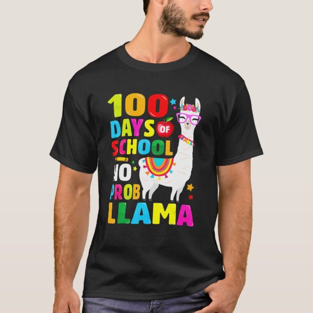 100 Days Of School  No Probllama Llama 100th Day 9 T-Shirt (Vorderseite)