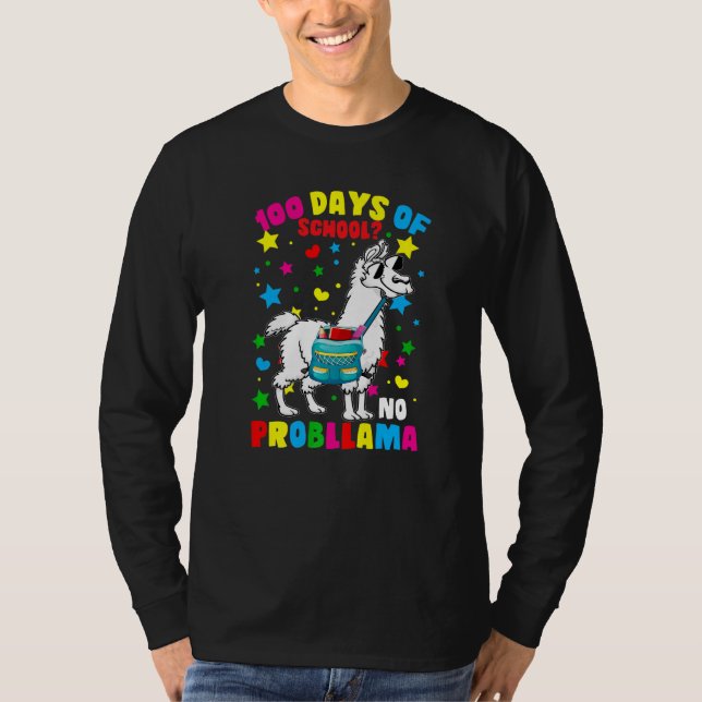 100 Days of School No Probllama Llama 100th Day Of T-Shirt (Vorderseite)
