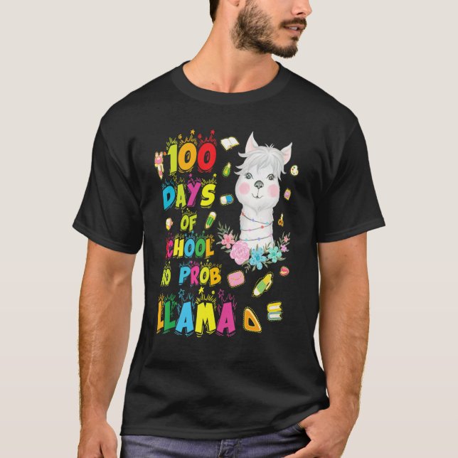 100 Days of School No Probllama Llama 100th Day Sm T-Shirt (Vorderseite)
