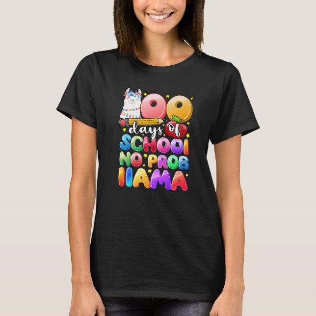100 Days of School No Probllama Llama Gift Kids Gi T-Shirt (Vorderseite)