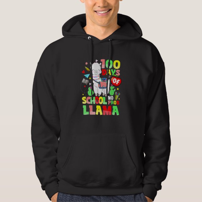 100 Days Of School No Probllama Llama Teachers Stu Hoodie (Vorderseite)