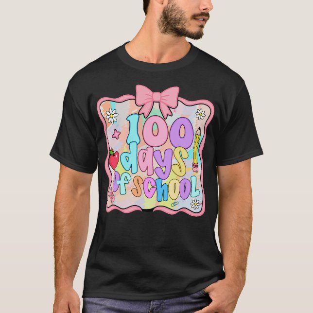100 Days of School Preppy 100th Day Kids Teacher T-Shirt (Vorderseite)