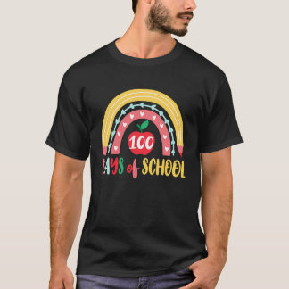 100 Days of School Rainbow Teacher Kids 100th Day T-Shirt
