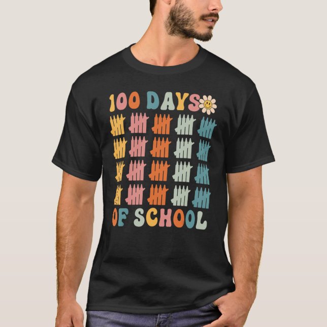 100 Days of School Retro Happy 100th Day T-Shirt (Vorderseite)