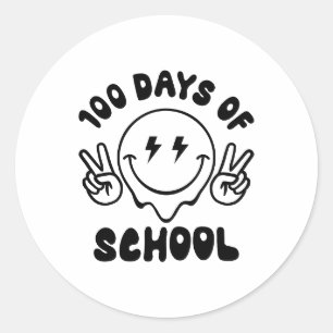 100 Days Of School Retro Smiley Face Runder Aufkleber