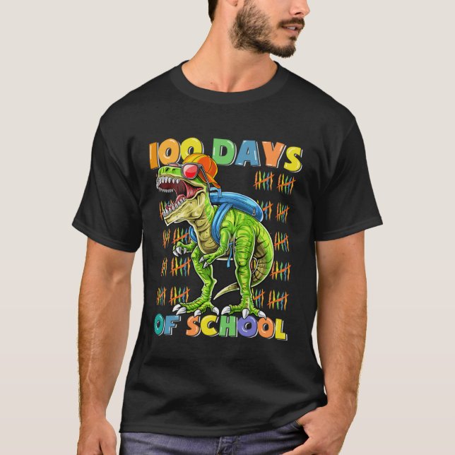 100 Days Of School  rex 100 Days Smarter 100th Day T-Shirt (Vorderseite)
