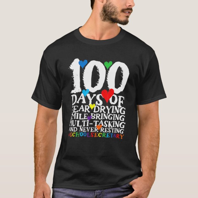 100 Days Of School  School Secretary T-Shirt (Vorderseite)