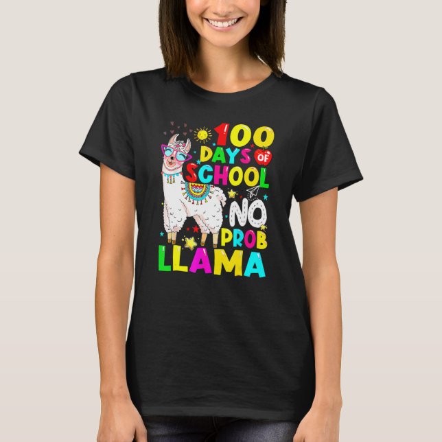 100 Days Of School Shirt No Probllama Llama 100th  (Vorderseite)