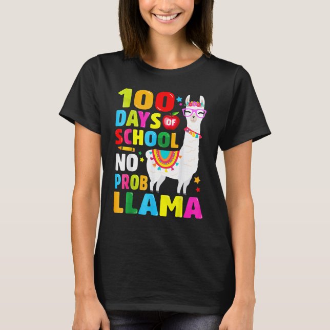 100 Days Of School Shirt No Probllama Llama 100th  (Vorderseite)