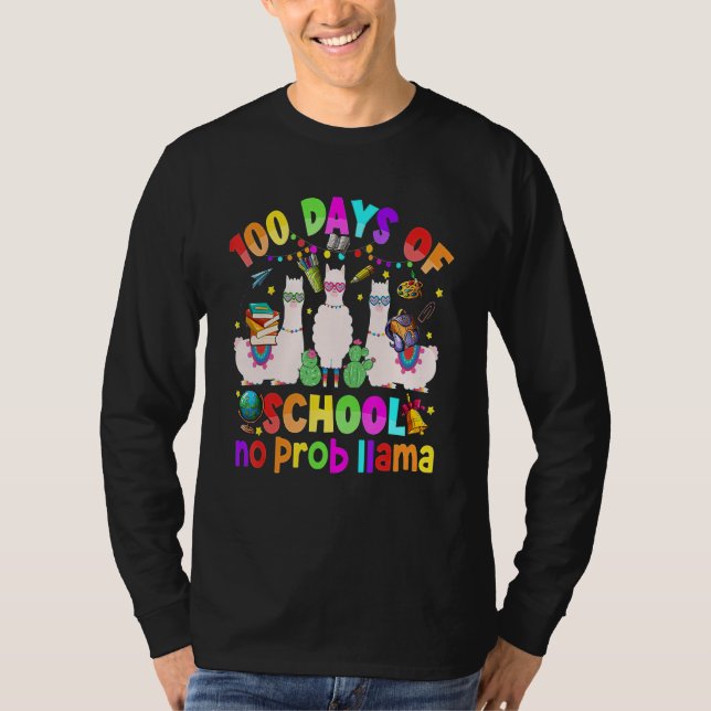 100 Days of School Shirt No Probllama Llama 100th  (Vorderseite)