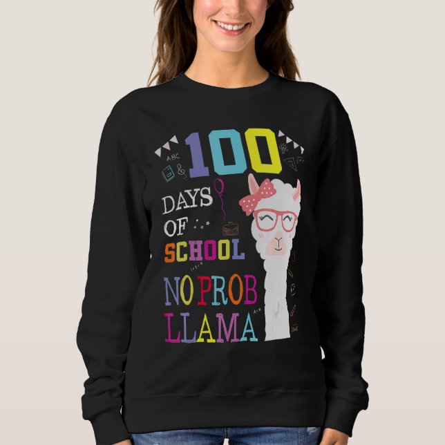 100 Days Of School Shirt No Probllama Llama 100th  (Vorderseite)