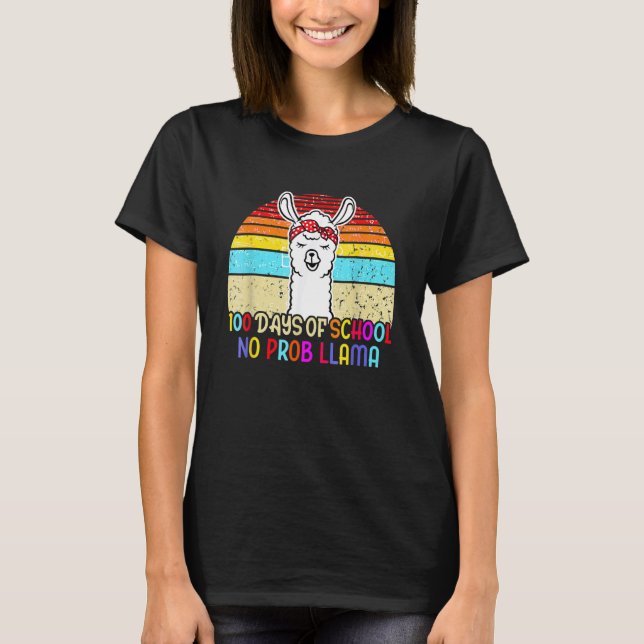 100 Days Of School Shirt No Probllama Llama 100th  (Vorderseite)