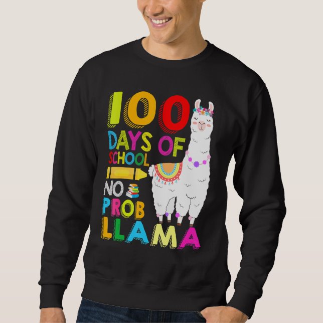 100 Days Of School Shirt No Probllama Llama 100th  (Vorderseite)