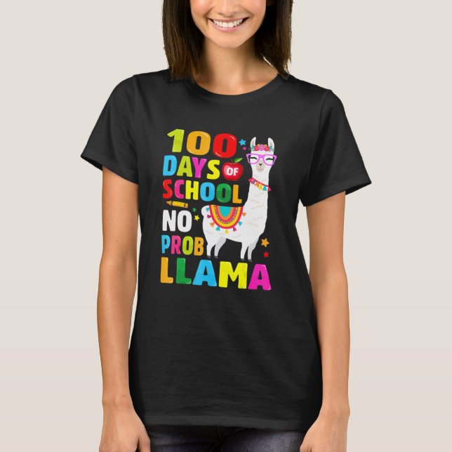 100 Days of School Shirt No Probllama Llama 100th  (Vorderseite)