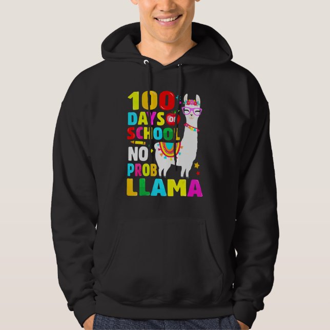 100 Days Of School Shirt No Probllama Llama 100th  (Vorderseite)