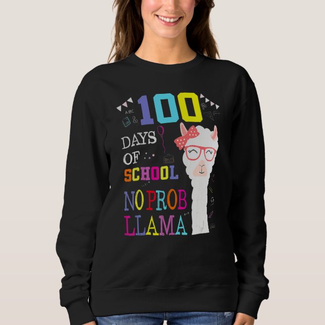 100 Days Of School Shirt No Probllama Llama 100Th  (Vorderseite)
