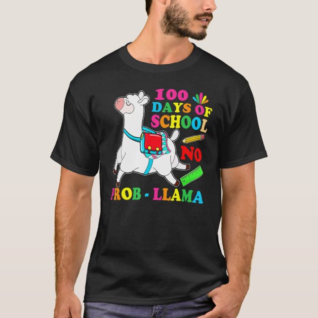 100 Days Of School Shirt No Probllama Llama 100th  (Vorderseite)