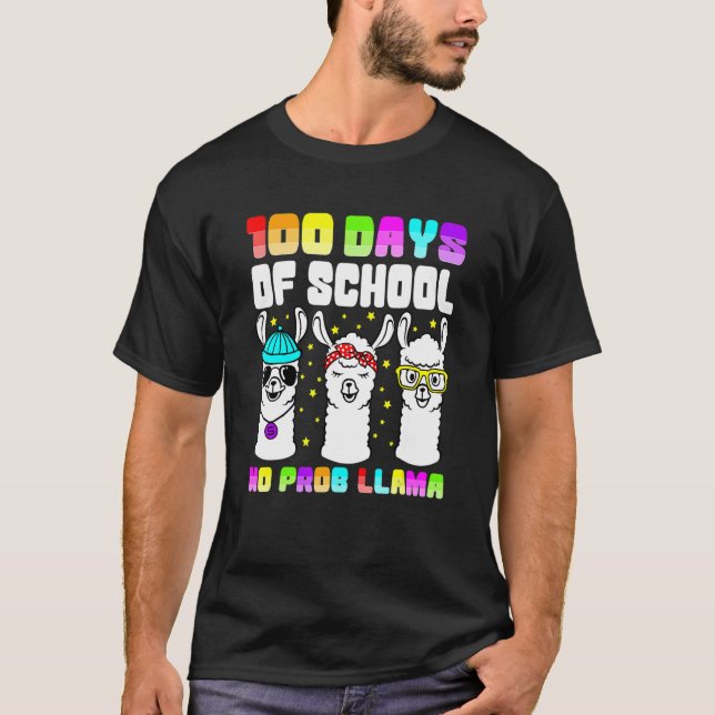 100 Days Of School Shirt No Probllama Llama 100th  (Vorderseite)